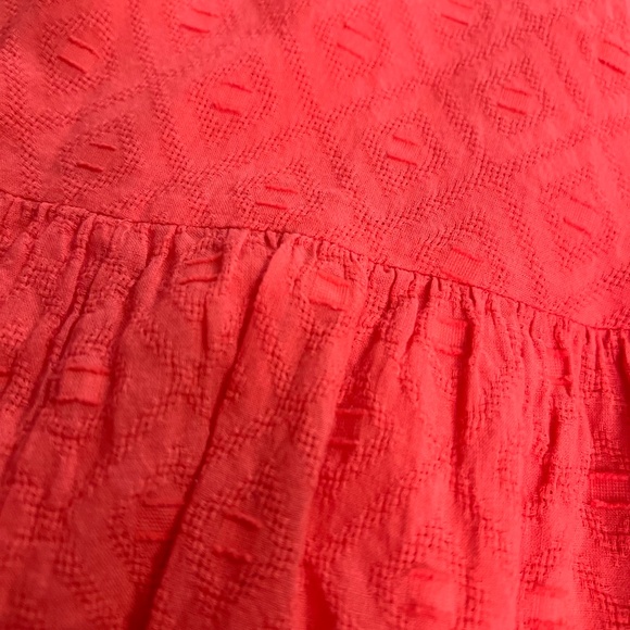 EUC {Anthro} Embroidered Pink Textured Ruffled & Tiered Orange Sundress | Small - Picture 8 of 15